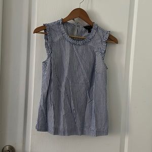 J crew sleeveless blue,white blouse